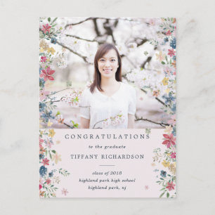 Floral Photo Graduation Party Invitation Postcard