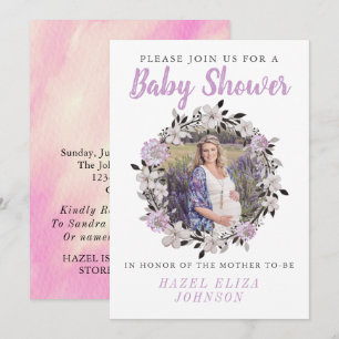 Floral Photo Maternity Baby Shower Invitation