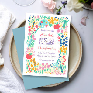 Floral Photo Preschool Graduation Party Invitation