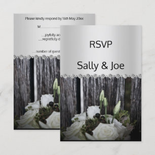 Floral Photo Rustic Diamond Wedding response Invitation