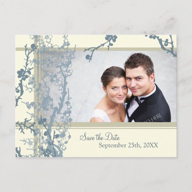 Floral Photo Save the Date Wedding Postcards (Front)