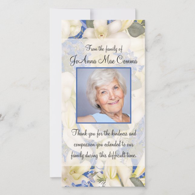 Floral Photo Sympathy Thank You with Orchids (Front)