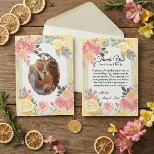 Floral Photo Wedding Thank You Card W Note