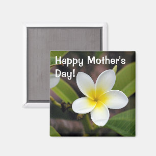 Floral Photo White and Yellow Mothers Day Magnet