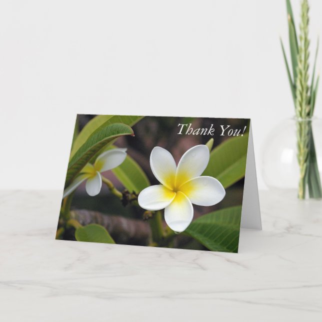 Floral Photo White Yellow Green Thank You Card (Front)