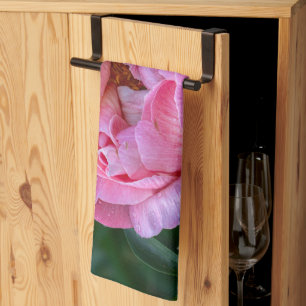 Floral Photography, Pink Peony Flower Kitchen Towel