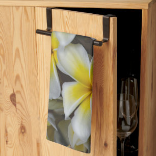 Floral Photography, Yellow Plumeria Flower Kitchen Towel