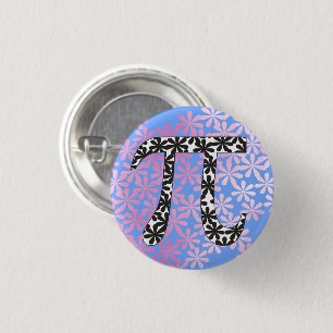 Floral Pi Symbol 1 Inch Round Button