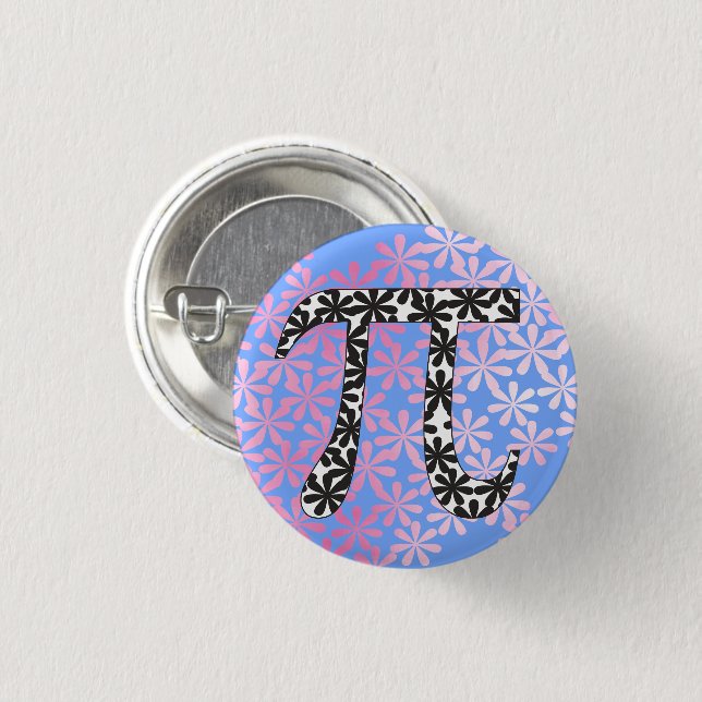 Floral Pi Symbol 1 Inch Round Button (Front & Back)