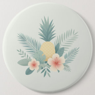 Floral Pineapple & Hawaiian 6 Inch Round Button