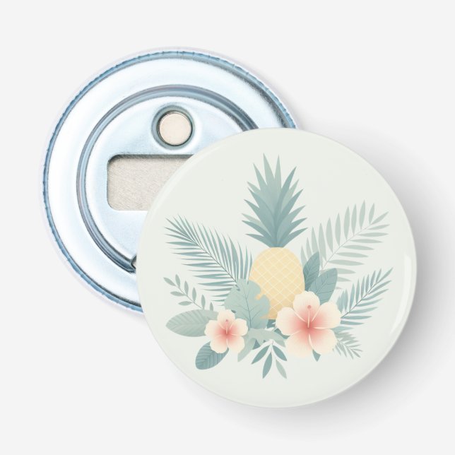Floral Pineapple & Hawaiian Bottle Opener (Front)