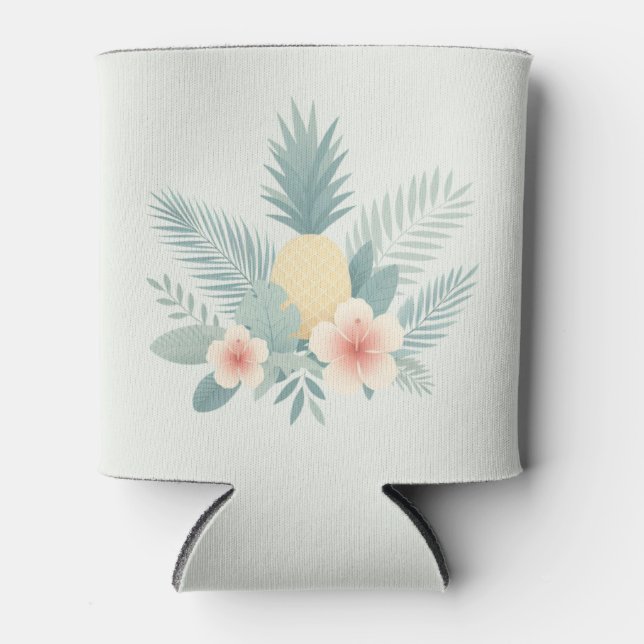 Floral Pineapple & Hawaiian Can Cooler (Front)