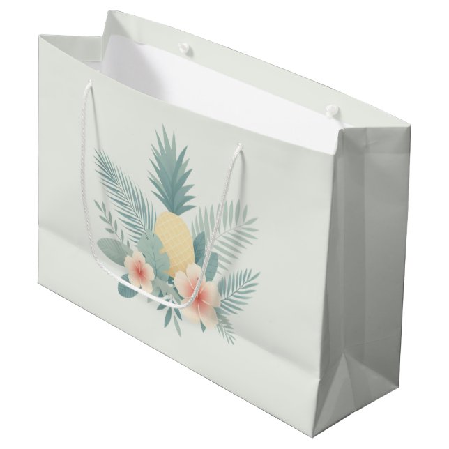 Floral Pineapple & Hawaiian Large Gift Bag (Front Angled)