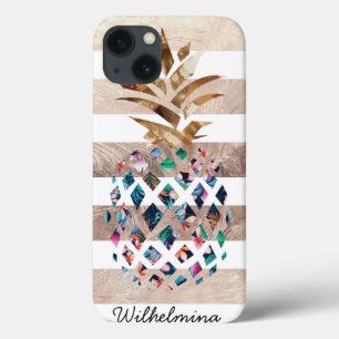 Floral Pineapple Monogram design iPhone 13 Case