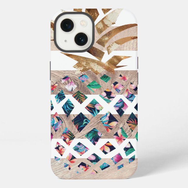 Floral Pineapple Monogram design iPhone Case (Back)