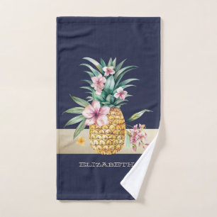 Floral Pineapple,Stripe Bath Towel Set