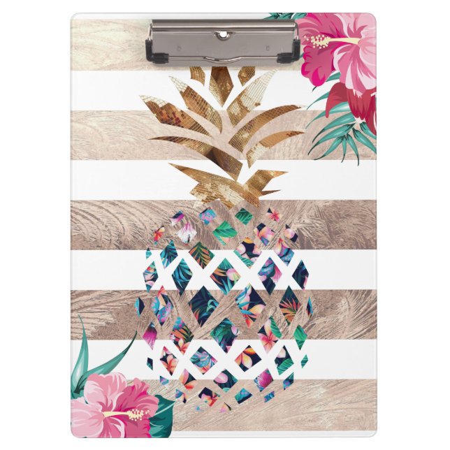 Floral Pineapple striped Clipboard (Front)