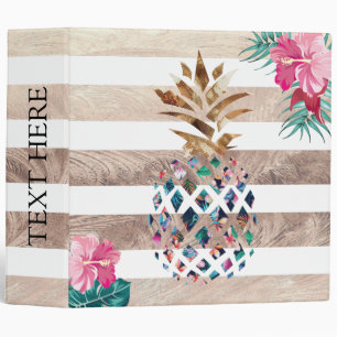 Floral Pineapple striped customizable Binder