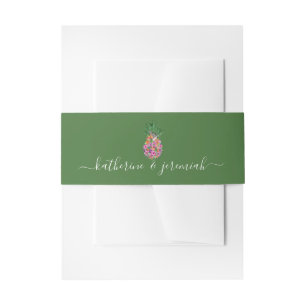 Floral Pineapple Summer Watercolor Wedding Invitation Belly Band