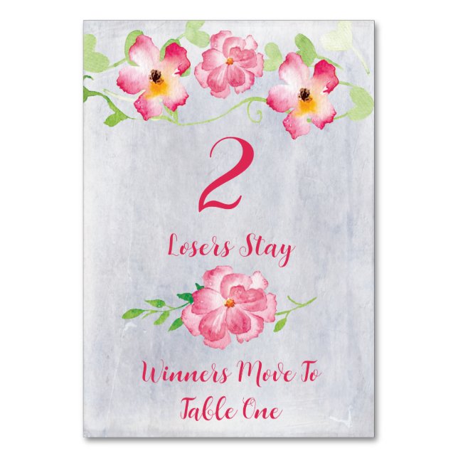 Floral Pink #2 Bunco Table Card (Front)