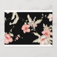 Floral Pink And Black Flower Japanese Art Blank