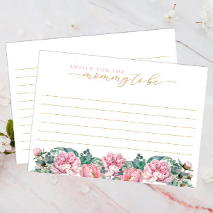 Floral Pink and Gold Baby Shower Advice Card for M