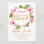 Floral Pink and Gold Baby Shower Brunch Invitation<br><div class="desc">This gorgeous pink & gold baby shower brunch invitation features tropical flowers & eye catching script.
Please note: the gold is a graphic effect-- invitation will not include actual gold foil.</div>