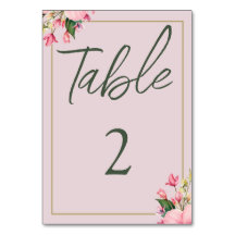 Floral Pink and Green Table Card
