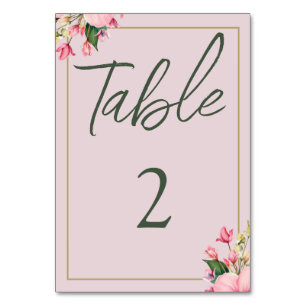 Floral Pink and Green Table Card