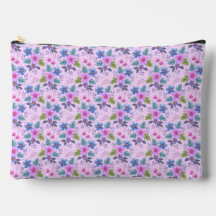 Floral Pink Blue Violet Flowers Pattern-36841 Accessory Pouch
