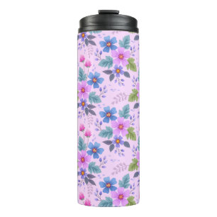 Floral Pink Blue Violet Flowers Pattern-36841 Thermal Tumbler