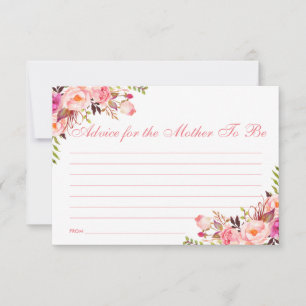 Floral Pink Blush Baby Shower Advice Card