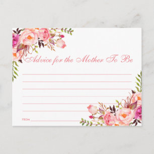 Floral Pink Blush Baby Shower Advice Card