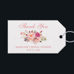 Floral Pink Blush Bridal Shower Thanks Gift Tags<br><div class="desc">Watercolor Floral Pink Blush Bridal Shower Thank You Gift Tag - Pink Script</div>