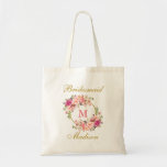 Floral Pink Blush Gold Monogram Bridesmaid Tote Bag<br><div class="desc">Watercolor Pink Blush Floral Gold Monogram Bridesmaid Tote Bag</div>