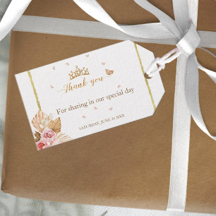 Floral Pink Blush Gown Quinceanera Gift Tags