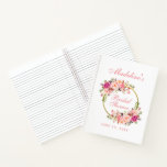Floral Pink Blush Wreath Bridal Shower Gift List Notebook<br><div class="desc">Watercolor Pink Blush Floral Wreath Bridal Shower Gift List Notebook</div>