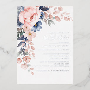 Floral Pink Botanical Bridal Shower Silver