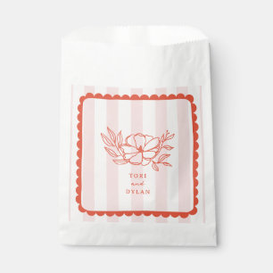 Floral Pink Botanical Stripe Wedding Favour Bag