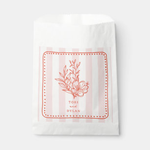 Floral Pink Bouquet Stripe Wedding Favour Bag