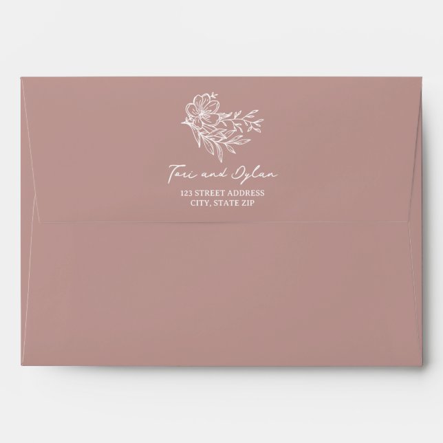 Floral Pink Bouquet Wedding Envelope (Back (Top Flap))
