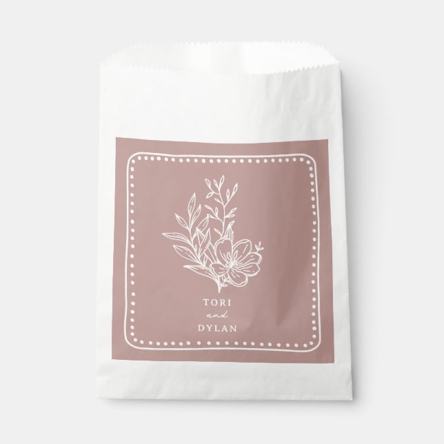 Floral Pink Bouquet Wedding Favour Bag (Front)