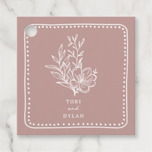 Floral Pink Bouquet Wedding Favour Tags