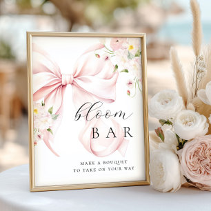Floral Pink Bow Bouqet Bar  Poster