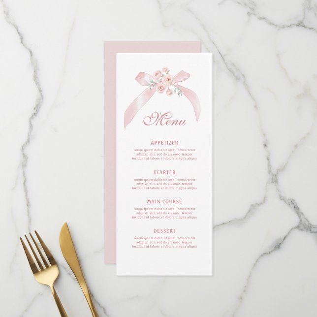 Floral Pink Bow Classic Menu (Front/Back In Situ)