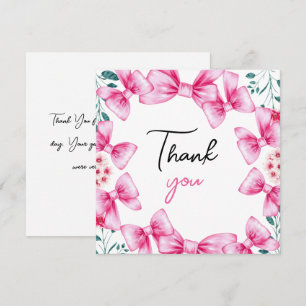 Floral Pink Bow Coquette Sweet 16 Birthday Thank You Card