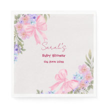 Floral Pink Bow Girl Baby Shower