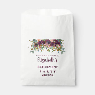 Floral Pink, Burgundy and Glitter Retirement Party Favour Bag