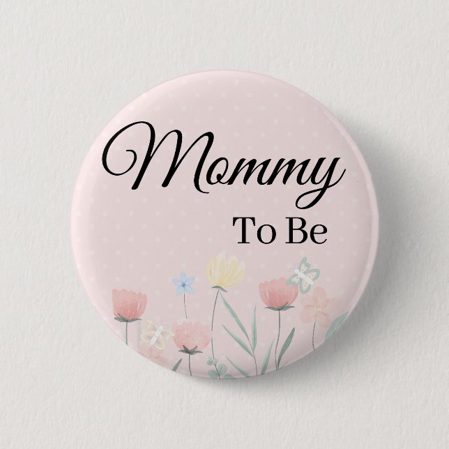 Floral Pink Butterfly Mommy To Be Pin (Front)