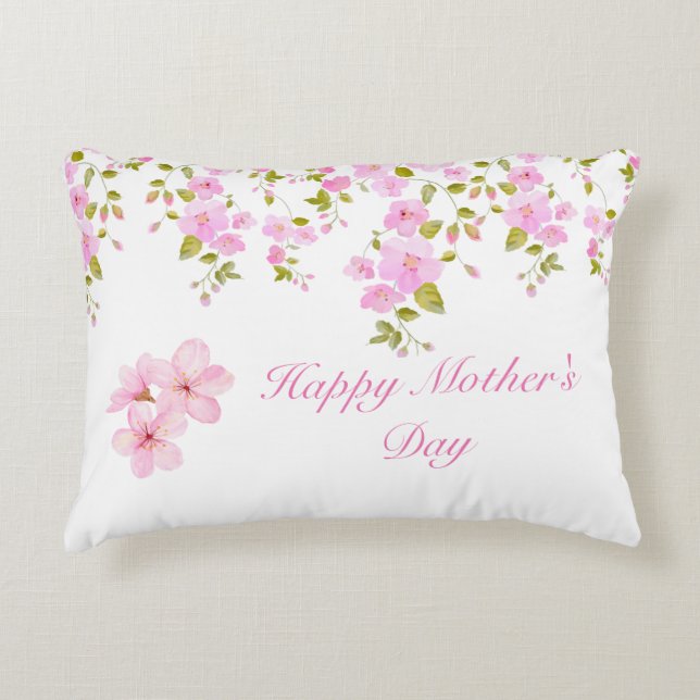 Floral Pink Cherry Blossom Custom  Accent Pillow (Front)